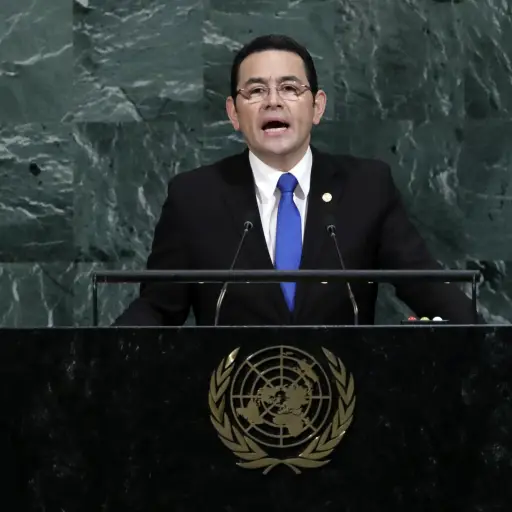 JLX28. NUEVA YORK (EE.UU.), 19/09/2017.- El presidente de Guatemala, Jimmy Morales, habla durante la sesión inaugural del Debate General de la 72ª Asamblea General de las Naciones Unidas en la sede de la ONU hoy, martes 19 de septiembre de 2017, en Nueva 