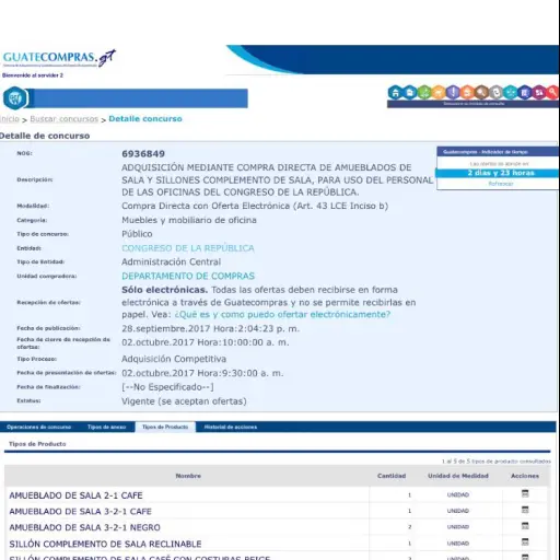 Licitan sofás para seis diputados