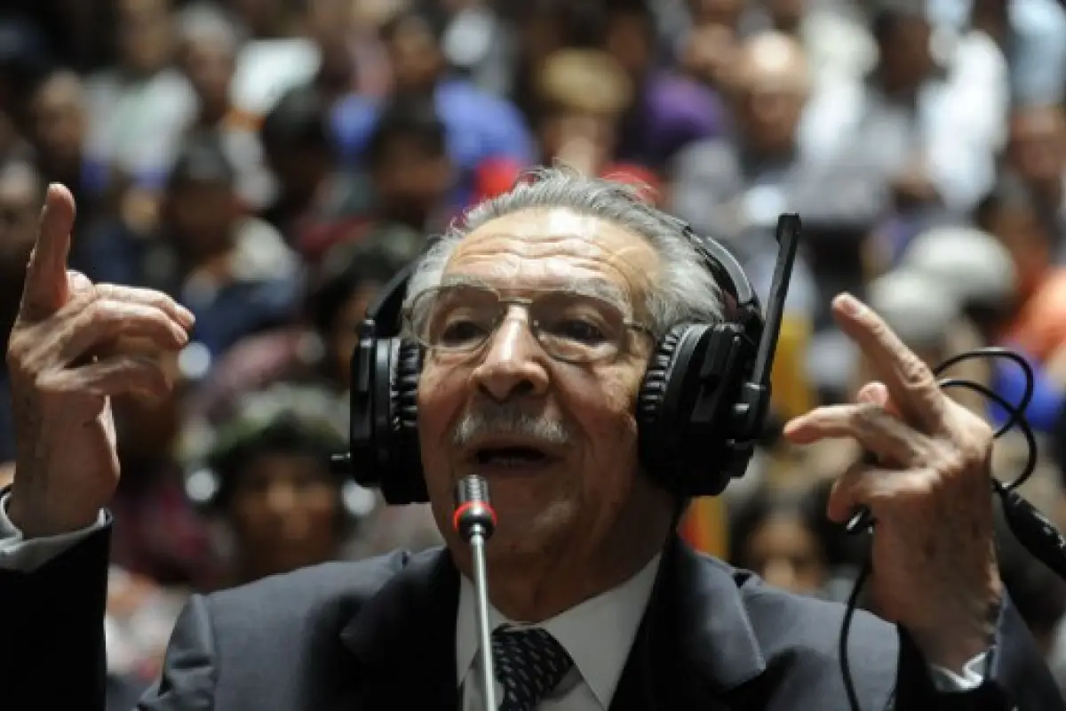 Former Guatemalan dictator (1982-1983) retired General Jose Efrain Rios Montt (86), speaks during his trial on charges of genocide committed during his regime, in Guatemala City on May 9, 2013. The trial against Ríos Montt, initiated 50 days ago, entered 