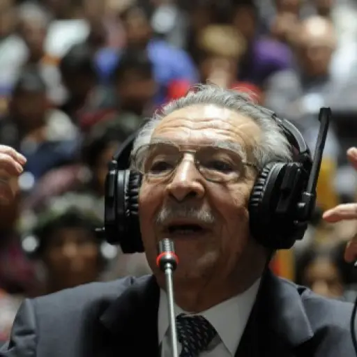 Former Guatemalan dictator (1982-1983) retired General Jose Efrain Rios Montt (86), speaks during his trial on charges of genocide committed during his regime, in Guatemala City on May 9, 2013. The trial against Ríos Montt, initiated 50 days ago, entered 