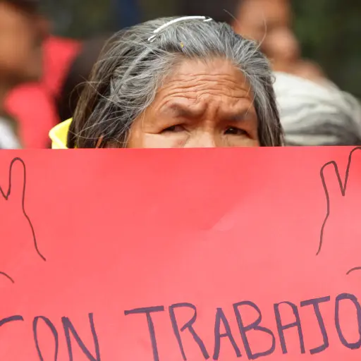 **ACOMPAÑA CRÓNICA** - CMX01. CIUDAD DE MÉXICO (MÉXICO), 14/08/2017.- Fotografía del 21 de julio de 2017, de una mujer de la tercera edad exigiendo sus derechos durante una manifestación en Ciudad de México (México). El aislamiento y la vulneración de la 