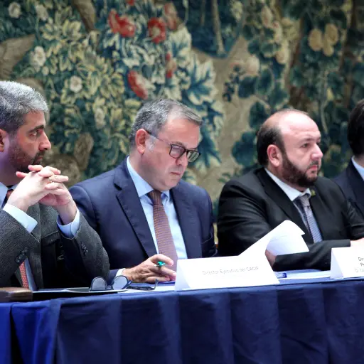 BS05. BUENOS AIRES (ARGENTINA), 24/07/2018.- (i-d) Roberto Ardón, director Ejecutivo del CACIF; el secretario permanente del Consejo de Empresarios Iberoamericanos, Narciso Casado; el presidente de esa organización, Antonio Malouf, y el ministro de Econom
