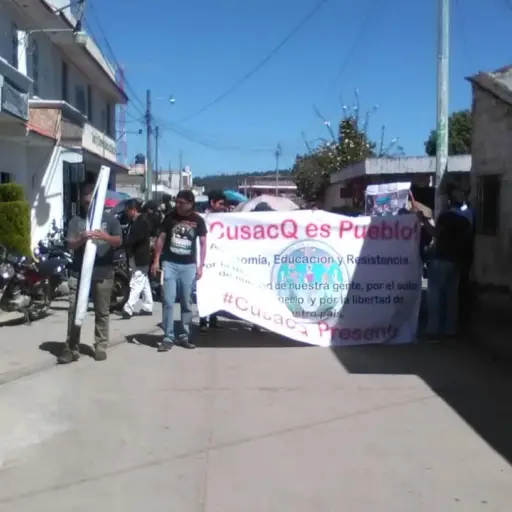 Sancarlistas durante la manifestación en Quiché. 