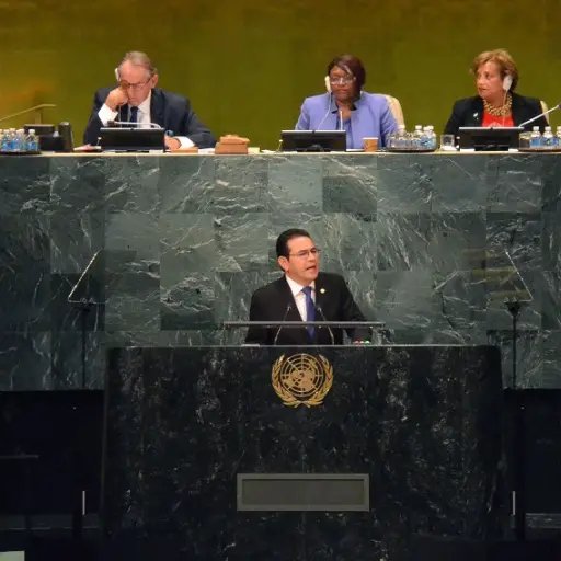 Fotografía de archivo durante la participación de Jimmy Morales en la ONU 