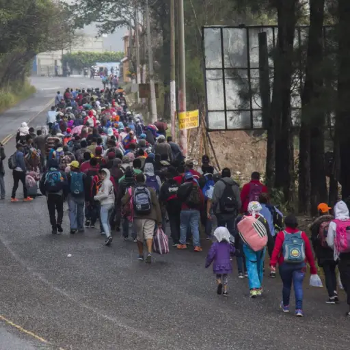 Caravana de migrantes en Guatemala. Fotografía de Teresa Escribano 