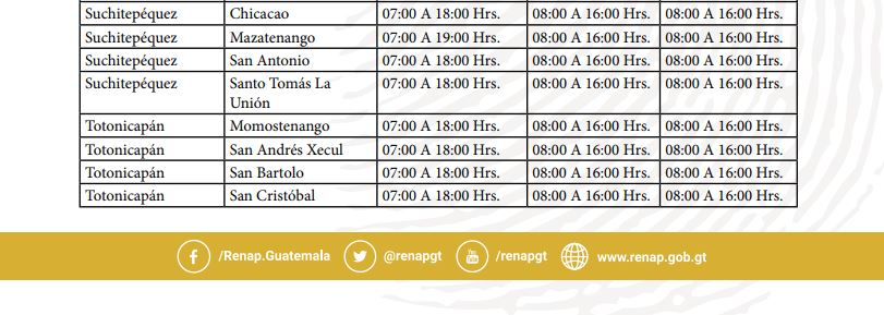 Horario Renap 6 | 