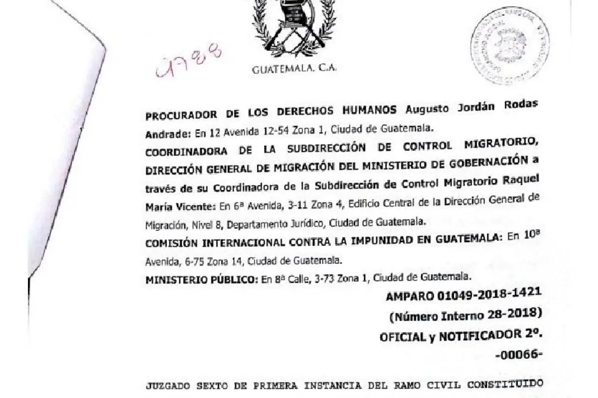 Documento en el cual se ampara de forma provisional a la PDH 