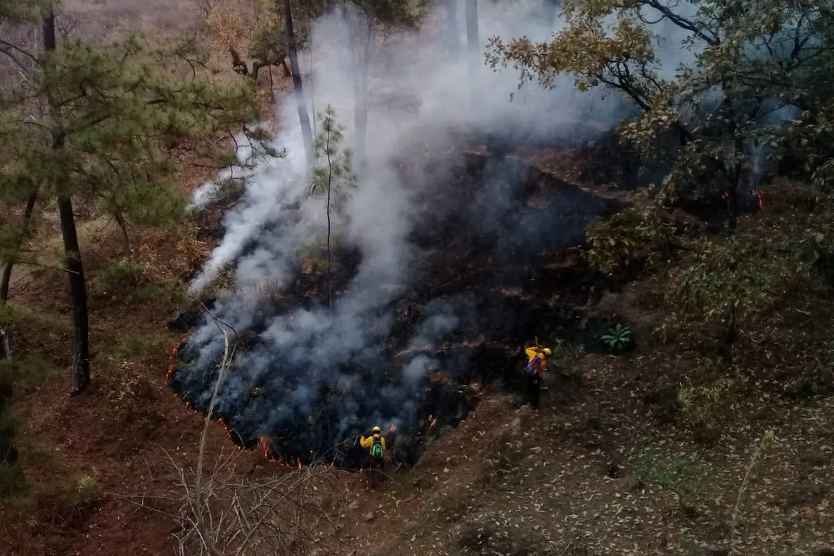 Imágen del incendio en área boscosa de Jalapa. 