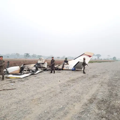 Avioneta incendiada en Alta Verapaz