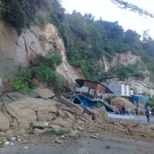 Derrumbe en Colotenango, Huehuetenango. Foto: Conred