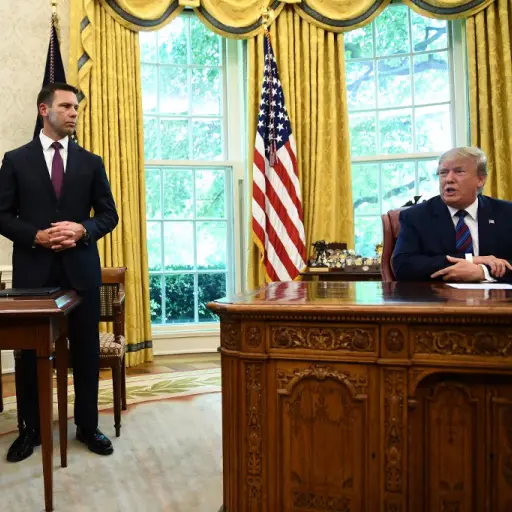 US President Donald Trump speaks to the media as Guatemalan minister of Interior and Home Affairs Enrique Degenhart (L) and Acting US Department of Homeland Security Secretary Kevin McAleenan look on after signing an asylum agreement in the Oval Office of