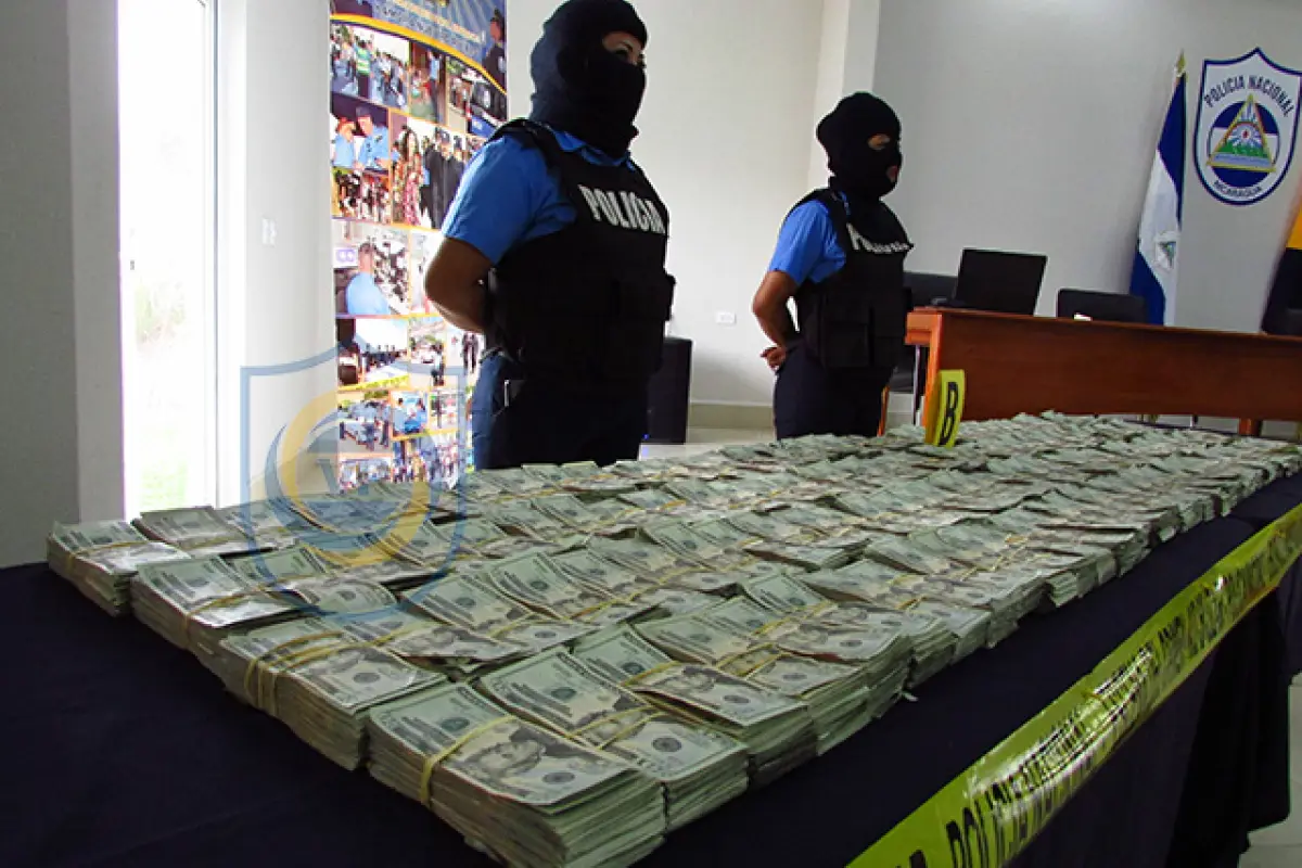 Dinero incautado en Nicaragua a un guatemalteco. Foto: Policía de Nicaragua.