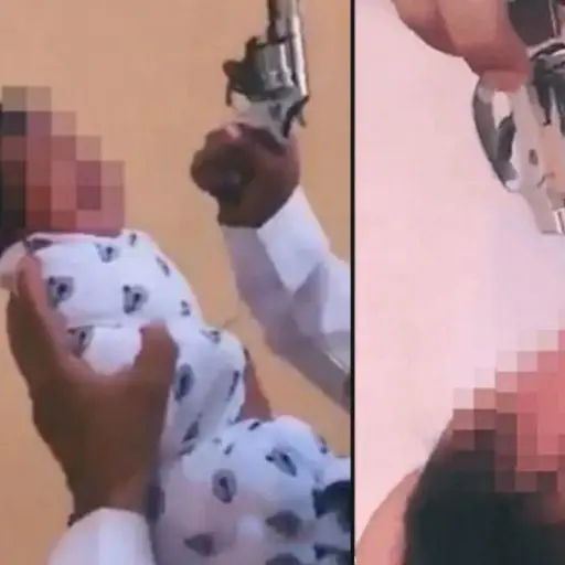 hombre-bebé-revólver ,