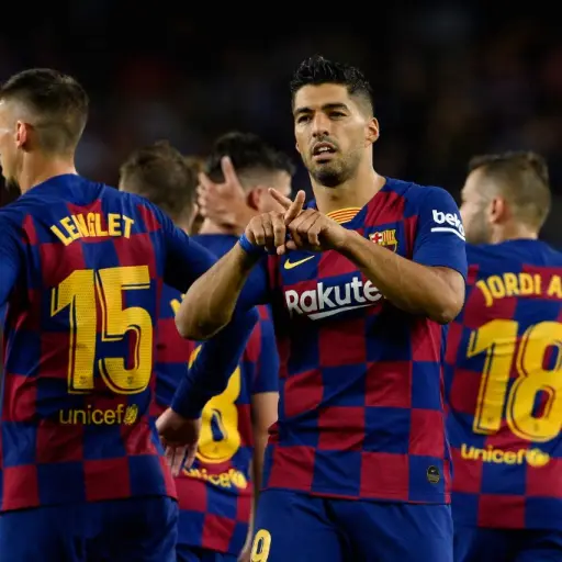 Suárez festeja uno de sus tantos contra el Inter. Foto: AFP