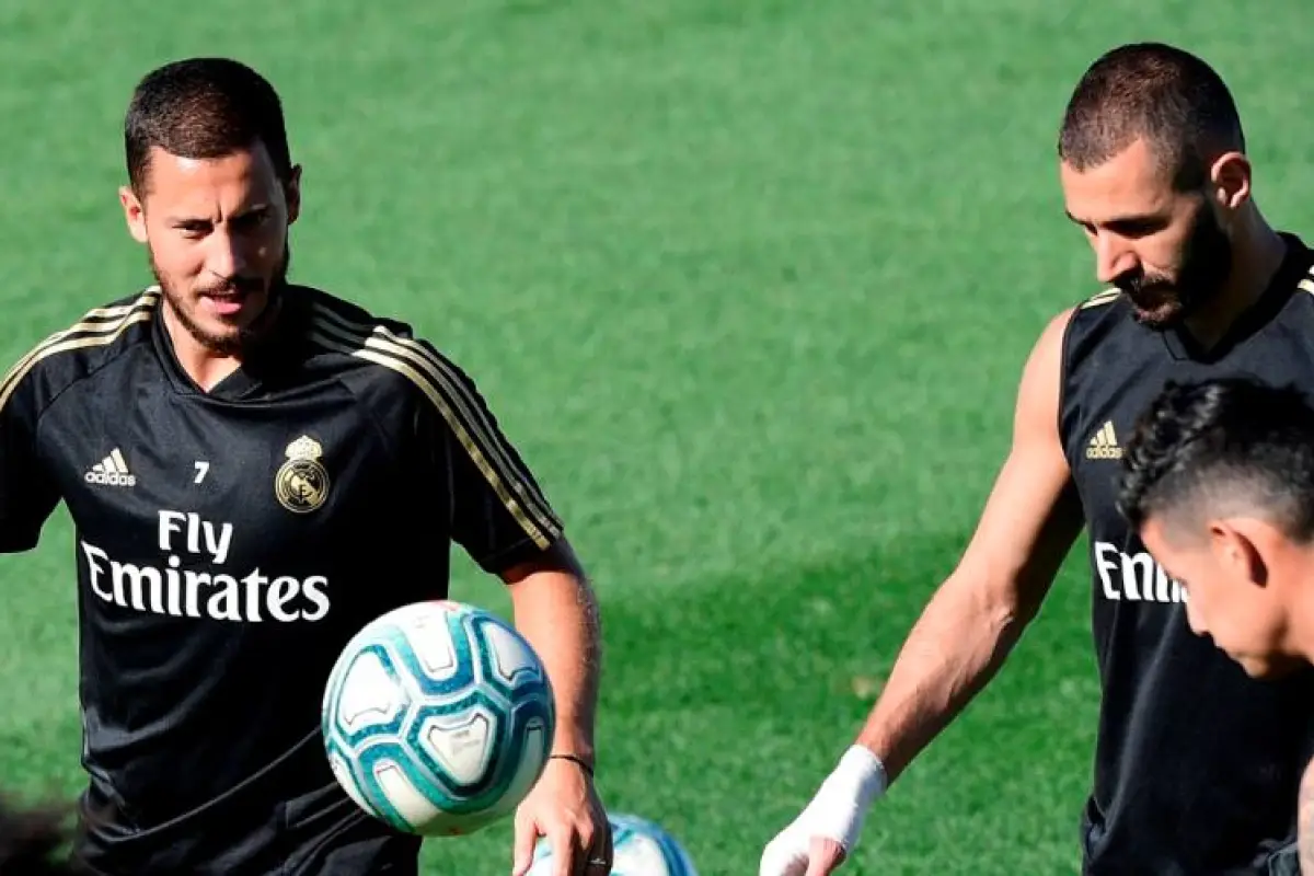 Hazard entrenando con el Real Madrid, 