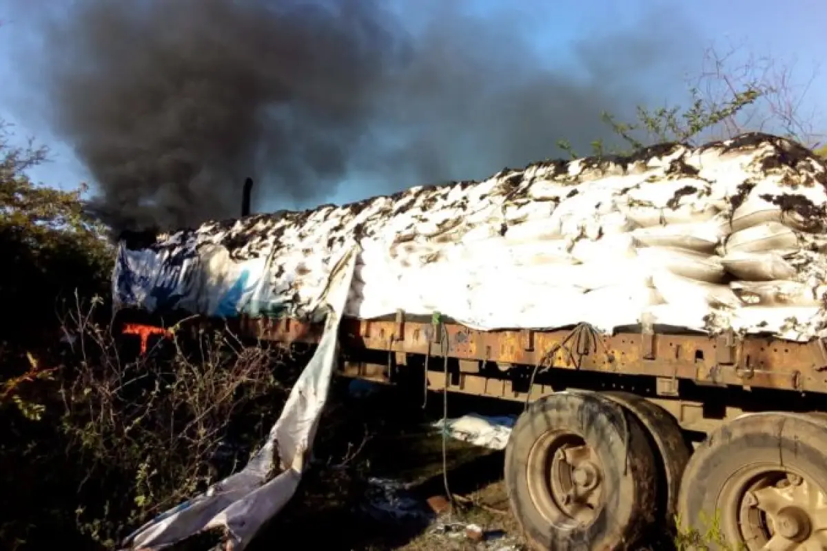 Cabezal conducido por guatemalteco calcinado. Foto: Hoy.