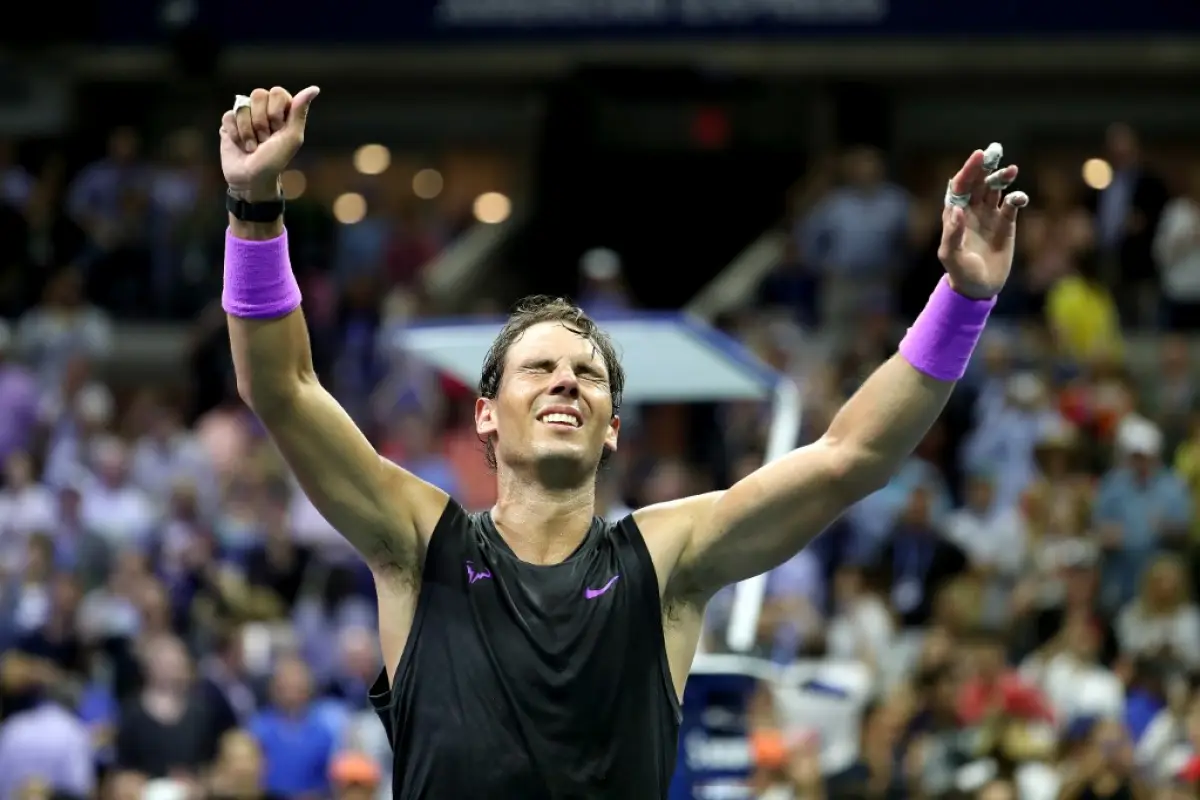 NEW YORK, NEW YORK - SEPTEMBER 08: Rafael Nadal of Spain celebrates after winning his Men's Singles final match against Daniil Medvedev of Russia on day fourteen of the 2019 US Open at the USTA Billie Jean King National Tennis Center on September 08, 2019