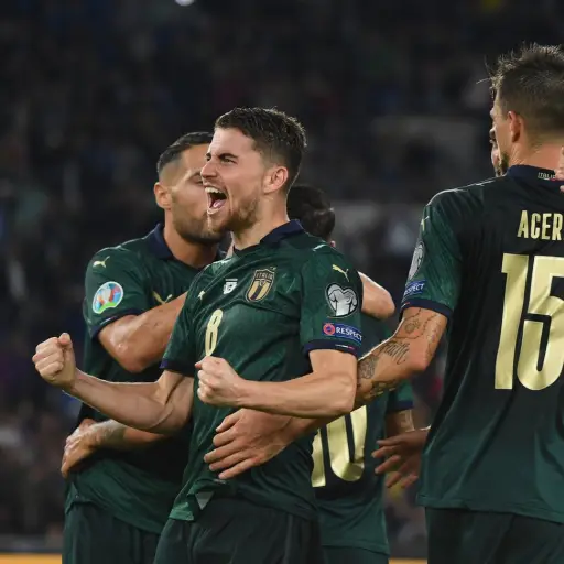 Italia celebracion de la clasificacion ,