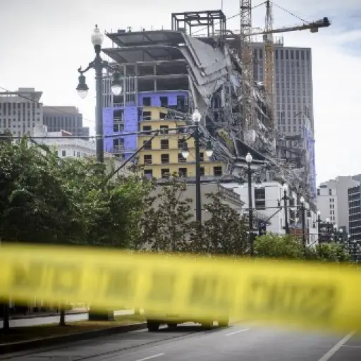 Hotel se desploma en Nueva Orleans. Foto AFP
