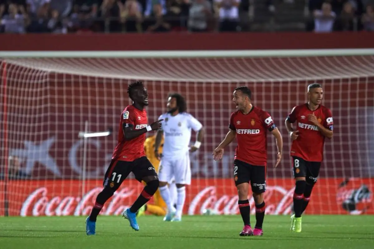 Celebración del Mallorca ante el Real Madrid, 