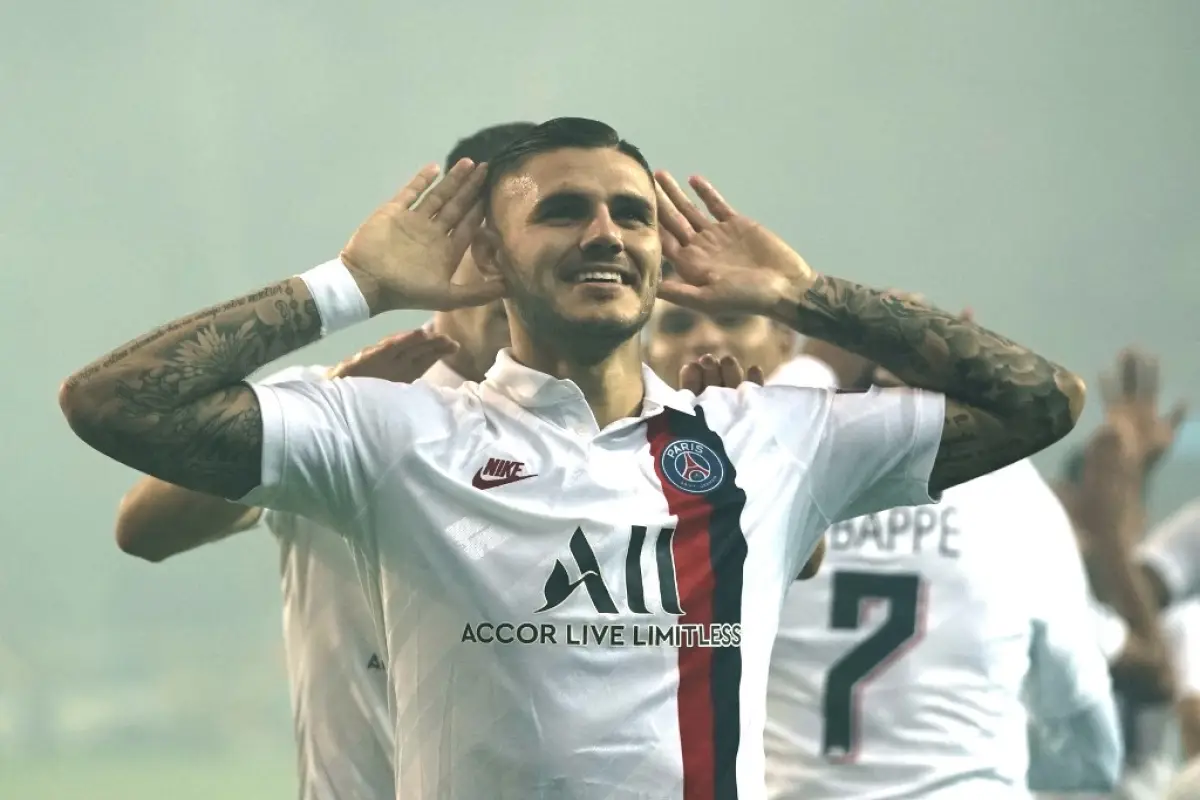 Icardi celebra una de sus anotaciones frente al Brujas. Foto: AFP