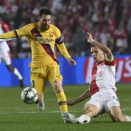 Lionel Messi durante el partido contra Slavia Praga. Foto: AFP
