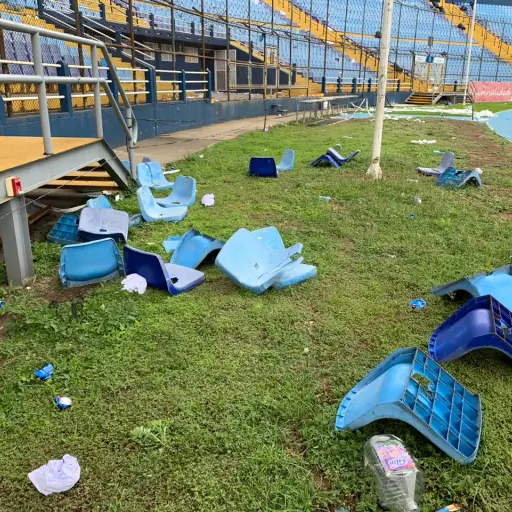 Varias butacas del estadio fueron destrozadas. Foto: Omar Solís