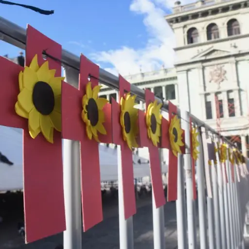2500 cruces recuerdan a las mujeres asesinadas en el gobierno de Jimmy Morales