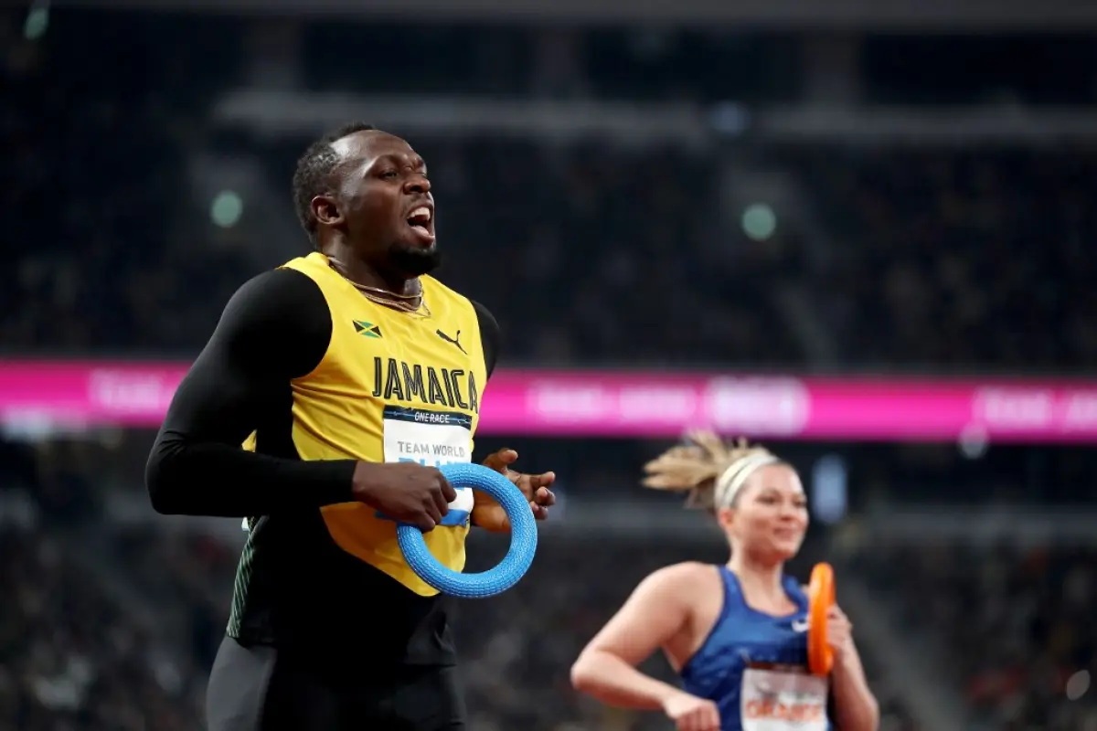 IUsain Bolt en la inauguración del estadio Olímpico de Tokio. Foto: AFP