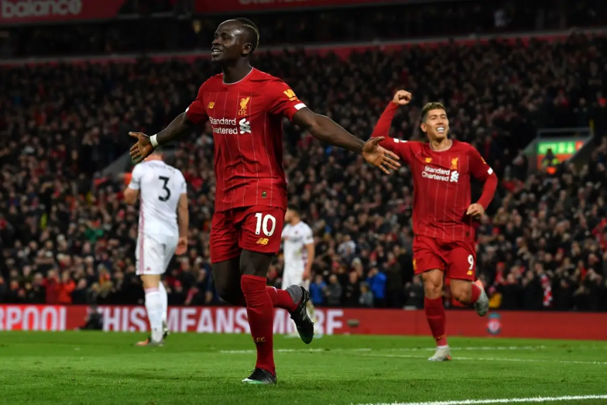 Sadio Mané celebra su gol frente al Sheffield United. Foto: AFP