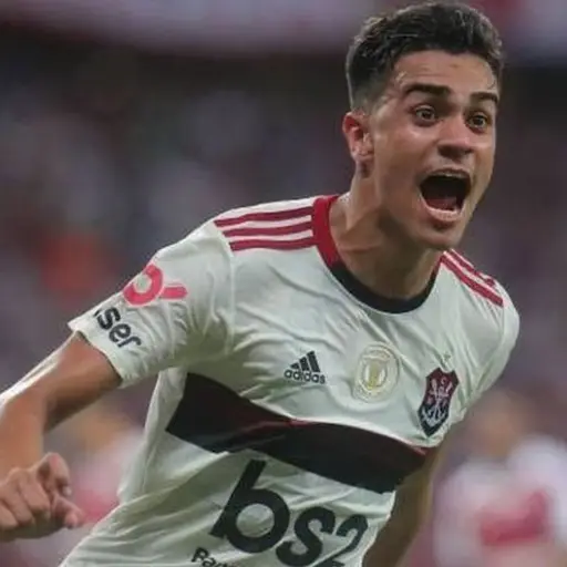 El joven futbolista brasileño celebra un tanto con el Flamengo. Foto: AFP