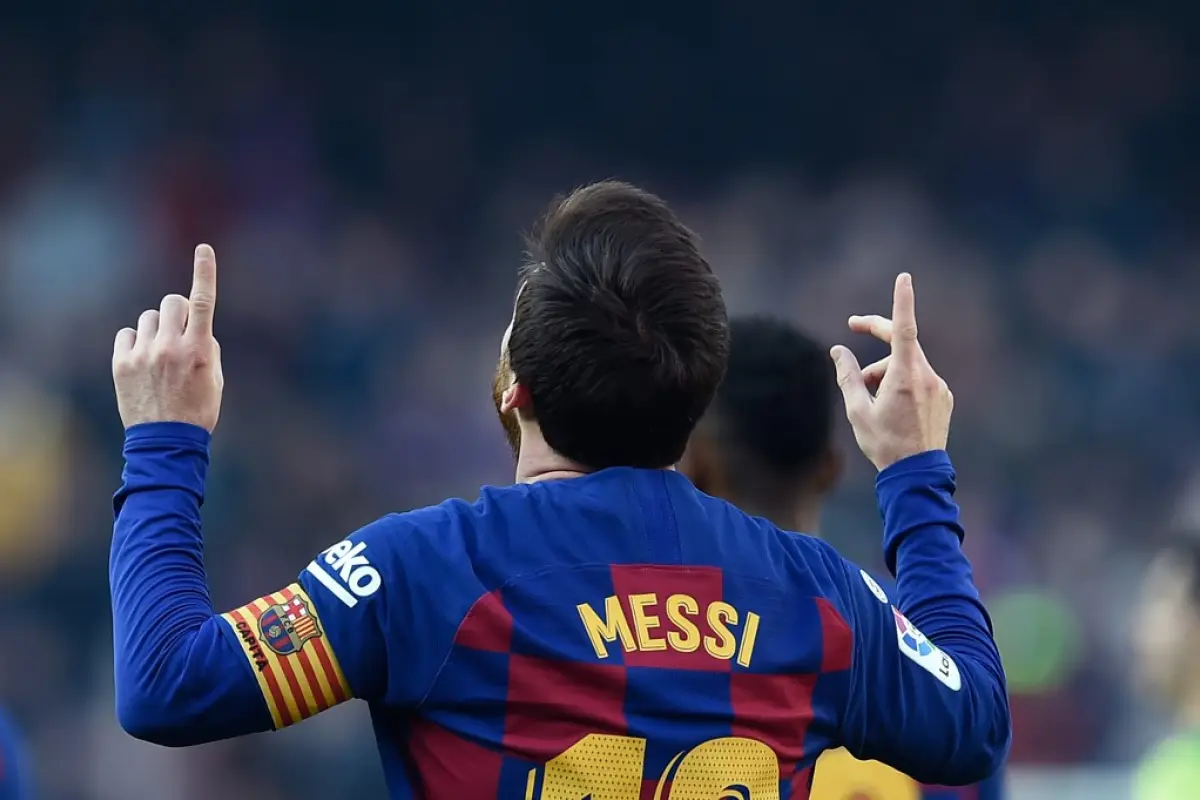 El jugador argentina celebra uno de sus goles frente al Eibar. Foto: AFP