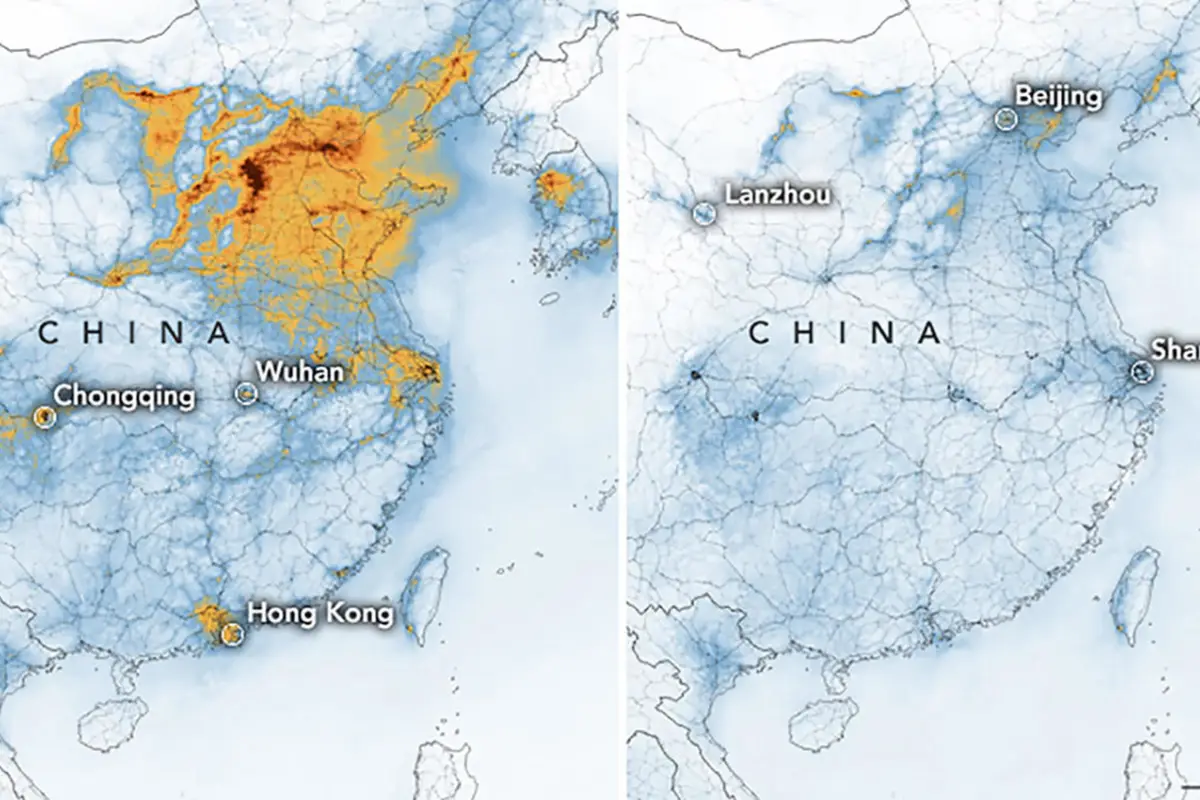 La NASA revela una caída de la contaminación en China por el coronavirus