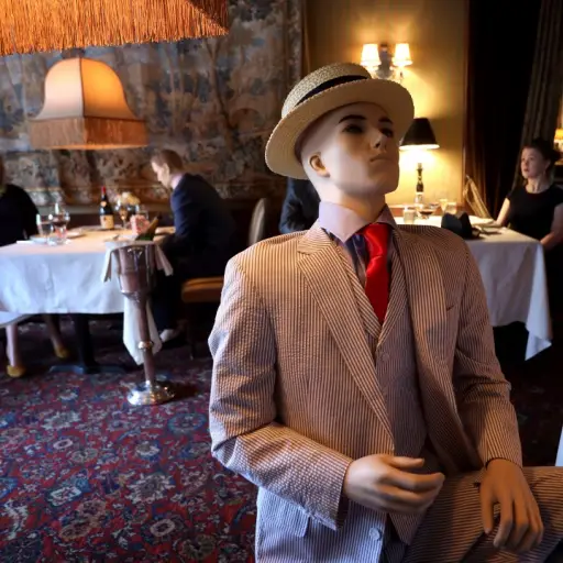WASHINGTON, VIRGINIA - MAY 14: Mannequins costumed in 1940s era clothing are seated in the dining area of the Inn at Little Washington, a Michelin three star restaurant in the Virginia countryside, in Rappahannock County May 14, 2020 in Washington, Virgin