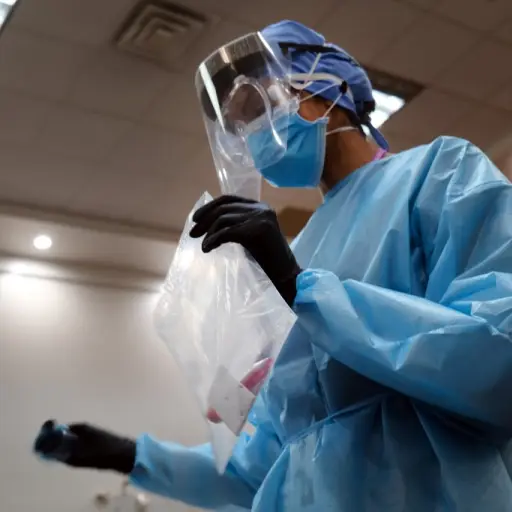 NEW YORK, NY - MAY 13: Medical workers in personal protective equipment (PPE) test for COViD-19 at Abyssinian Baptist Church, one of 11 churches across the city as well as Nassau County and Westchester that has begun testing for the virus on May 13, 2020 