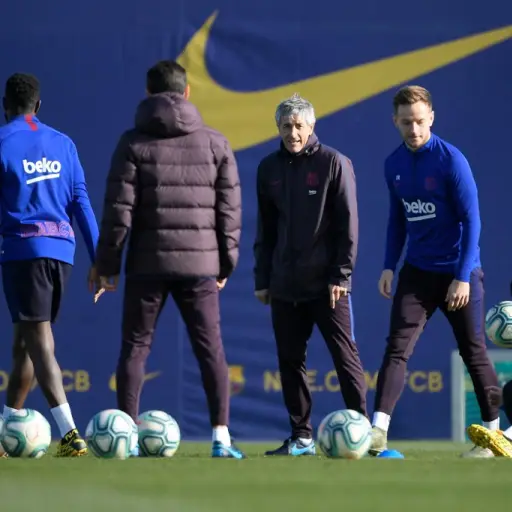 Jugadores del Barcelona en un entreno. Foto: AFP