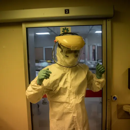 ISTANBUL, TURKEY - MAY 07: A medical worker goes through disinfection procedures after tending to COVID-19 patients in the Prof. Dr. Cemil Tascioglu City Hospital, Intensive Care Unit (ICU) on May 07, 2020 in Istanbul, Turkey. As of May 7, Turkey has reco