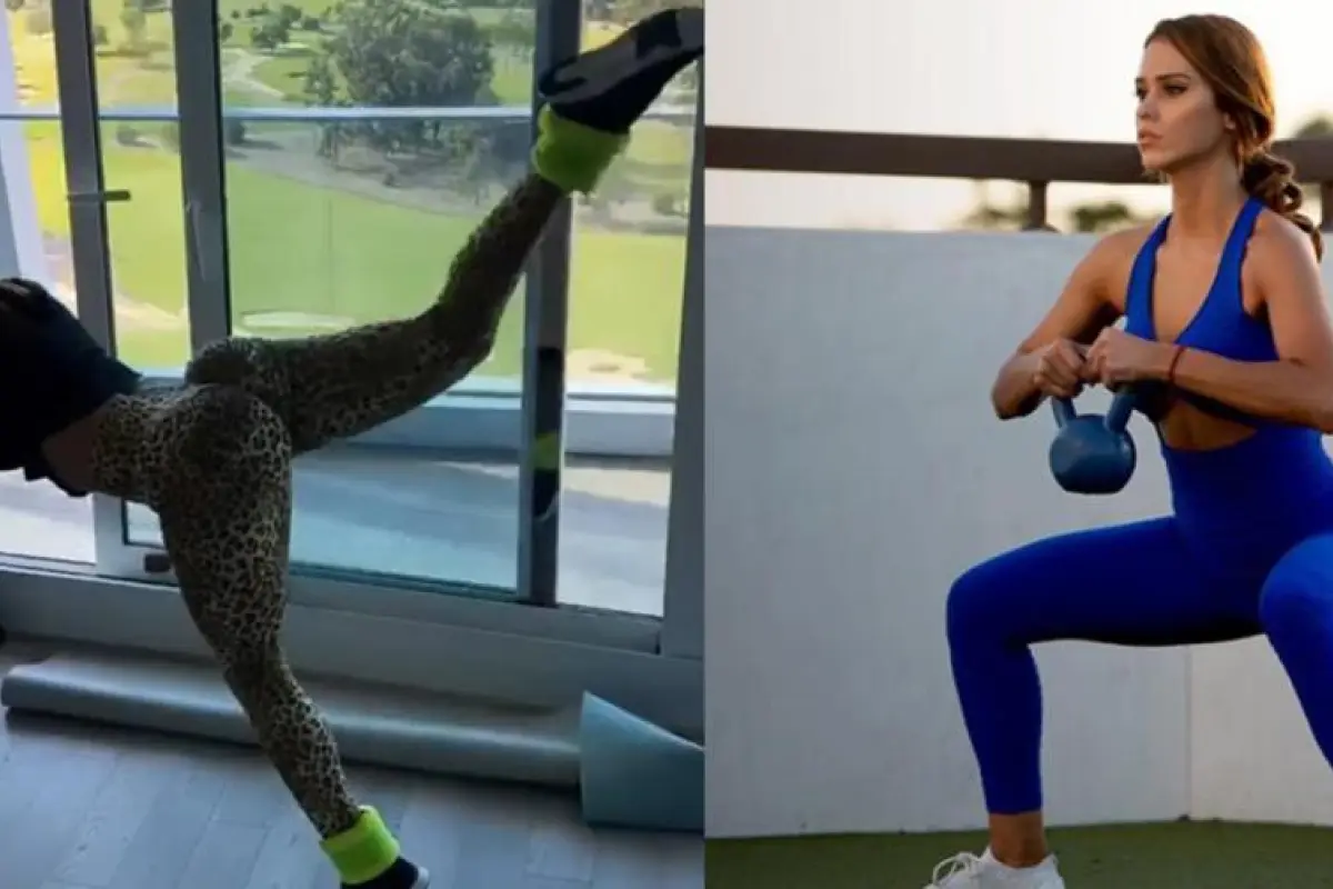 Yanet García fitness saltando