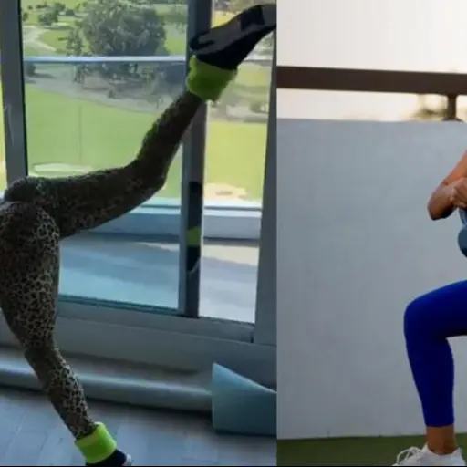 Yanet García fitness saltando