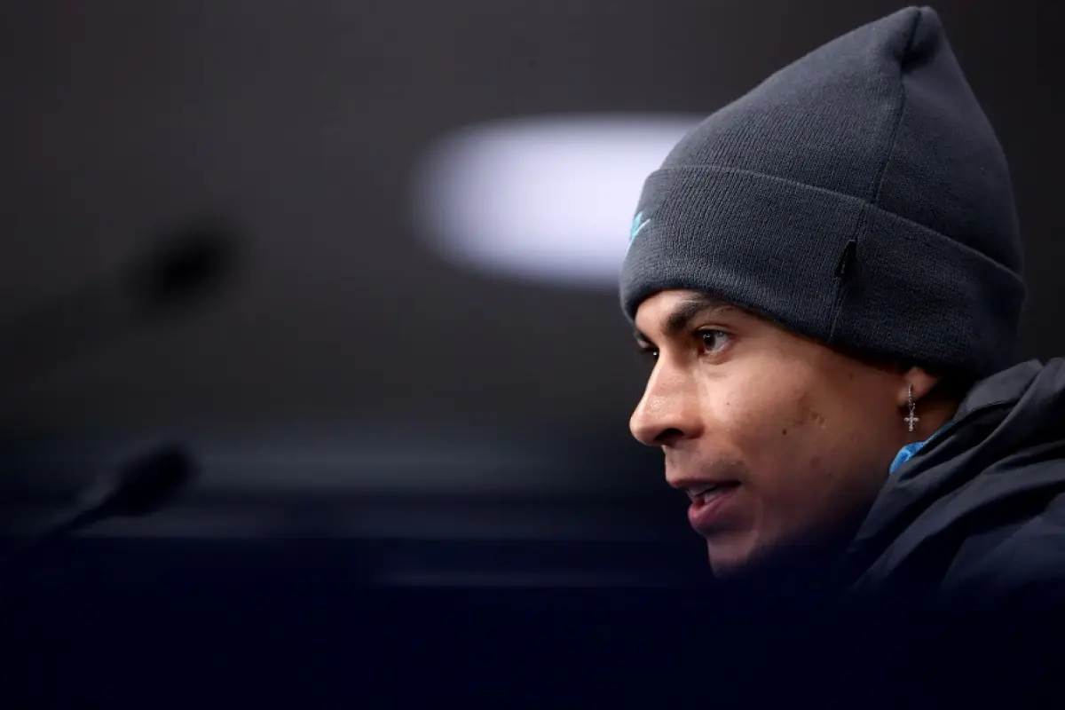 Tottenham's English midfielder Dele Alli speaks during a press conference on the eve of the UEFA Champions League football match between Leipzig and Tottenham, in Leipzig, eastern Germany on March 9, 2020. (Photo by Ronny Hartmann / AFP)