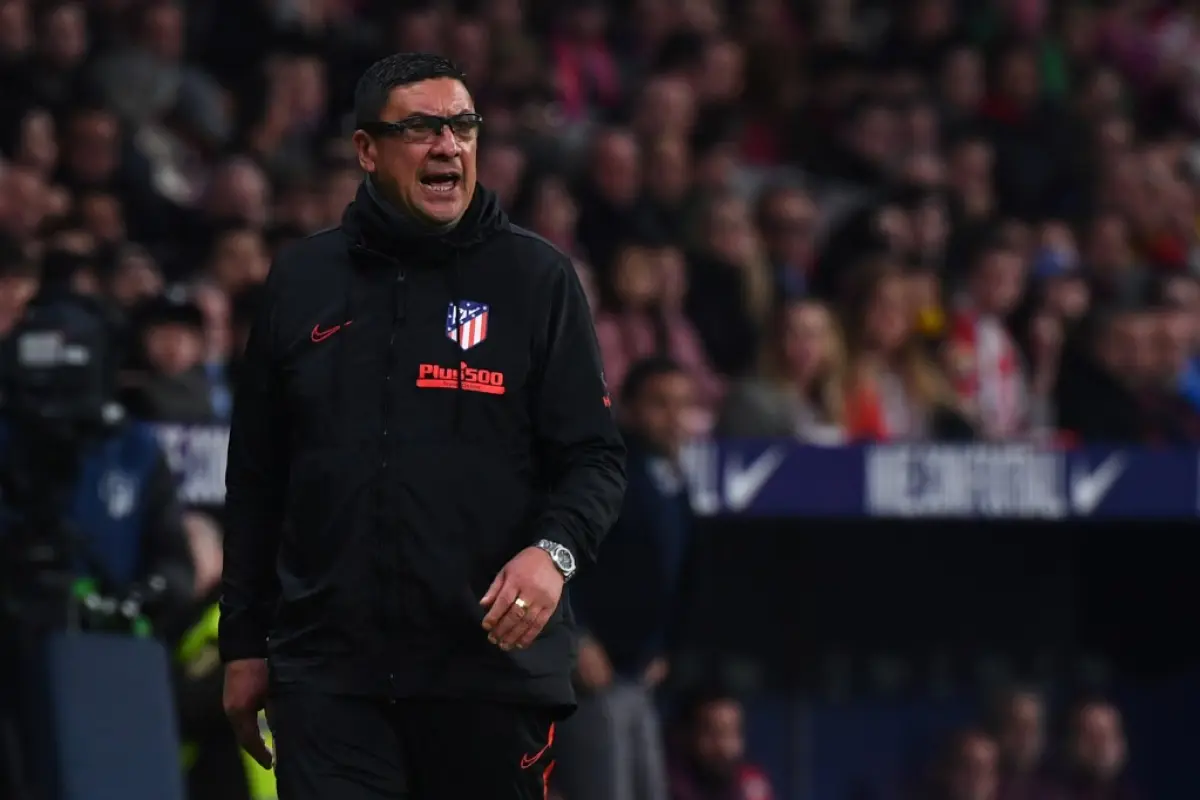 Atletico Madrid's Argentinian assistant coach German Burgos gestures during the Spanish league football match Club Atletico de Madrid against Villarreal CF at the Wanda Metropolitano stadium in Madrid on February 23, 2020. (Photo by GABRIEL BOUYS / AFP)