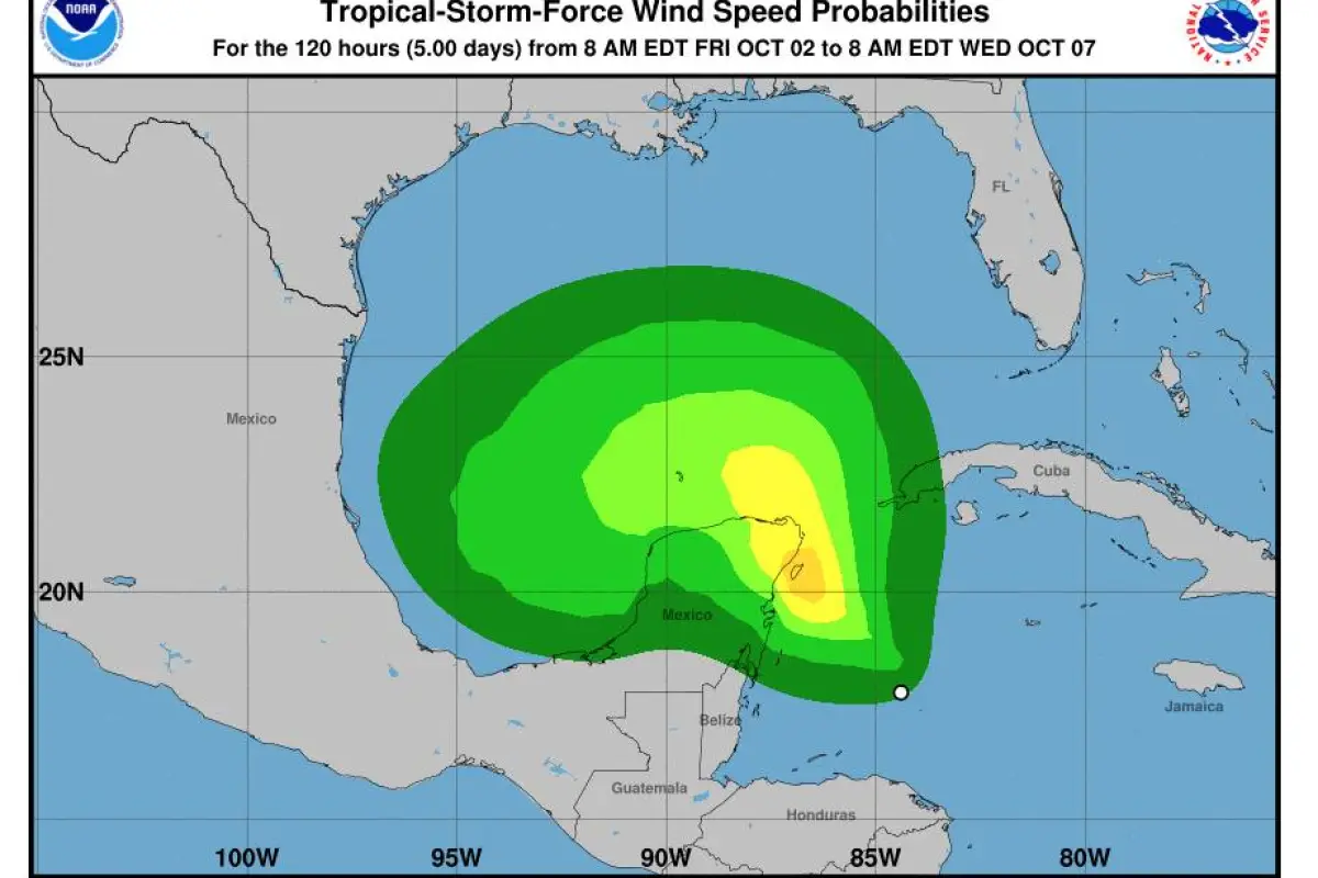 Así es la trayectoria de la depresión 25. CNH, 