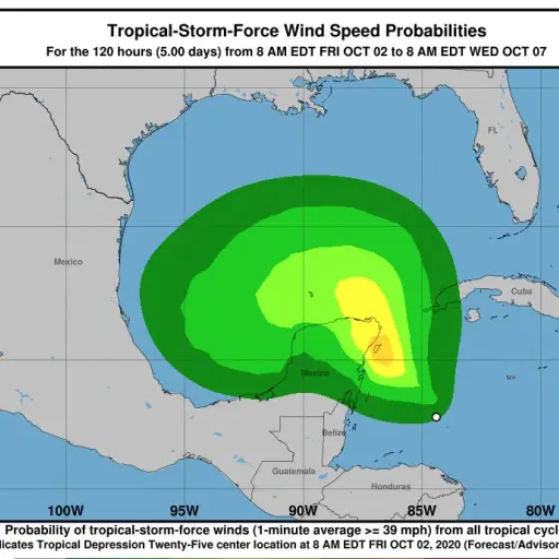 Así es la trayectoria de la depresión 25. CNH ,