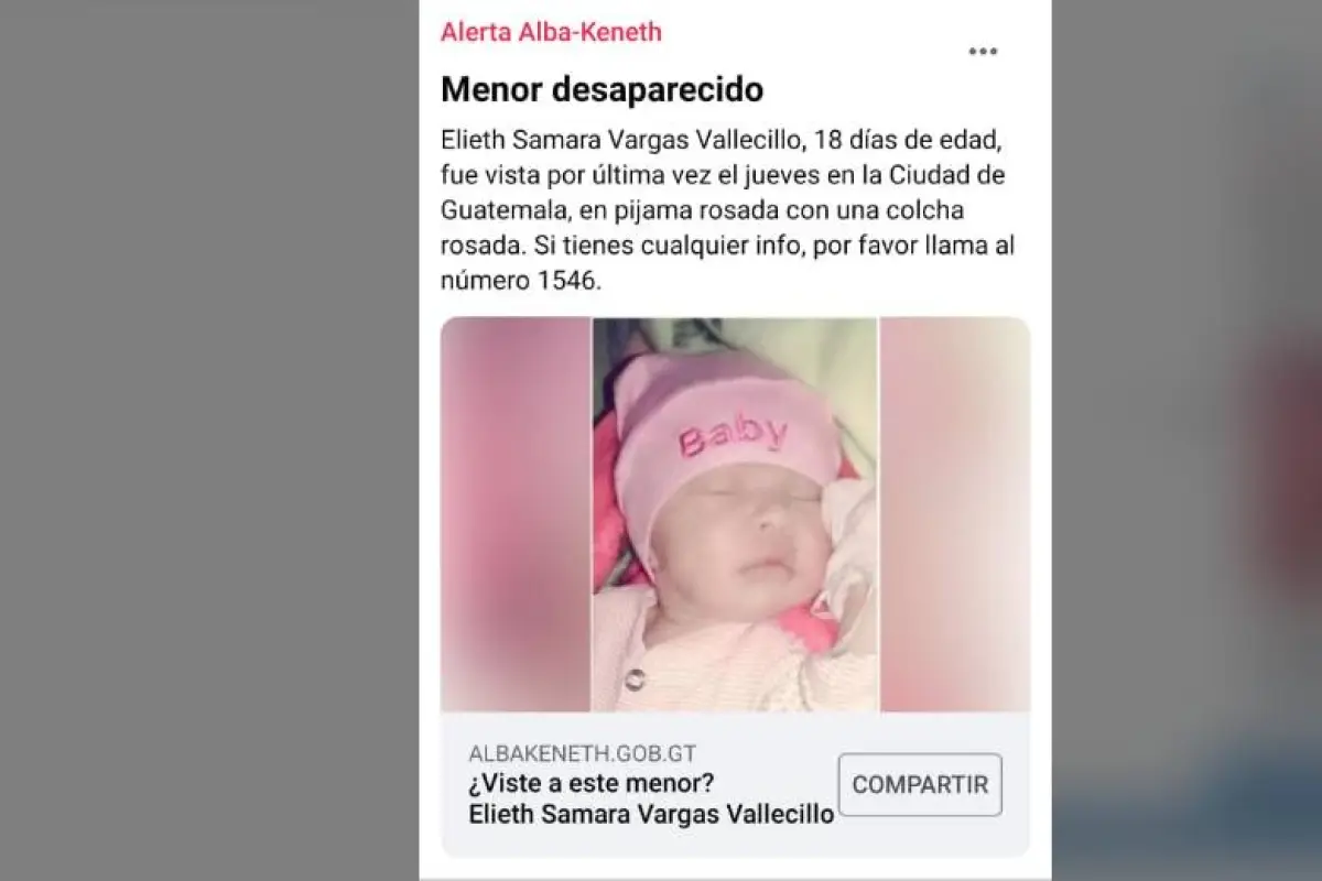 bebé desaparece en zona 5