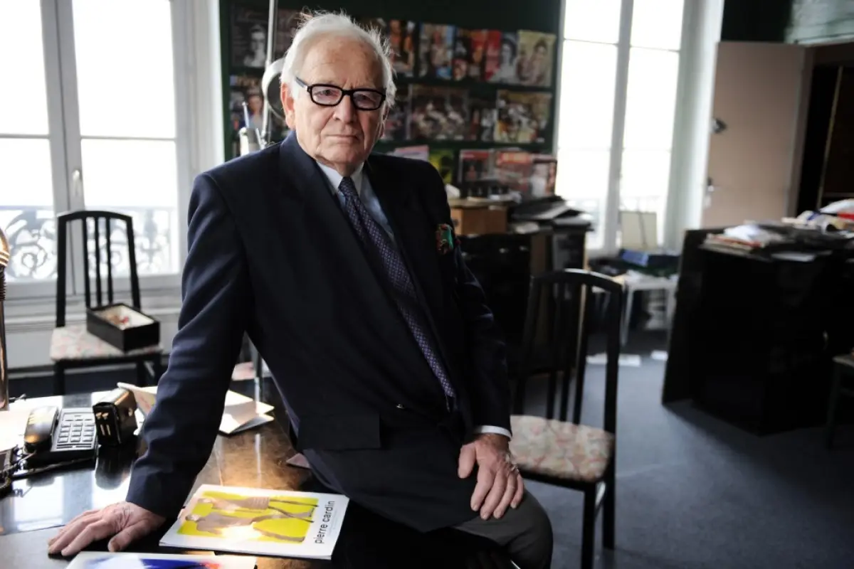 (FILES) This file photo taken on February 17, 2010 shows French fashion designer Pierre Cardin posing ahead of an interview about his book on his 60-year-long career. - French fashion designer Pierre Cardin, hailed for his visionary creations but also for