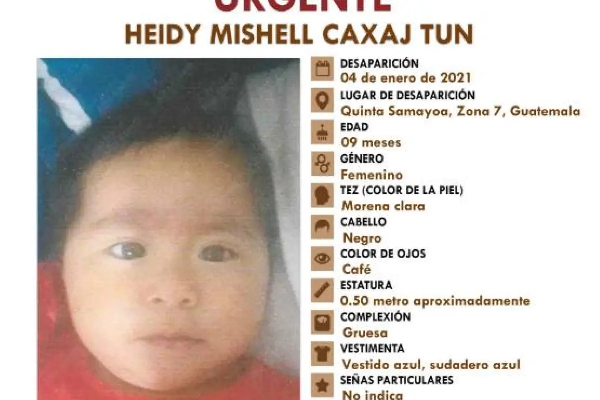 Un bebé de 9 meses es buscado por las autoridades. Cortesía