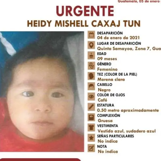 Un bebé de 9 meses es buscado por las autoridades. Cortesía