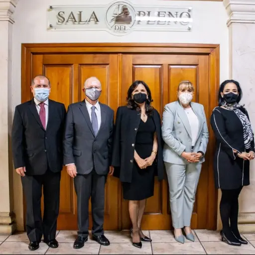 Magistrados electos de la CC participan en reunión de transición. Foto: Corte de Constitucionalidad