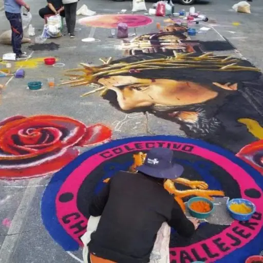 Centro Gran Carchá alfombra Semana Santa ,