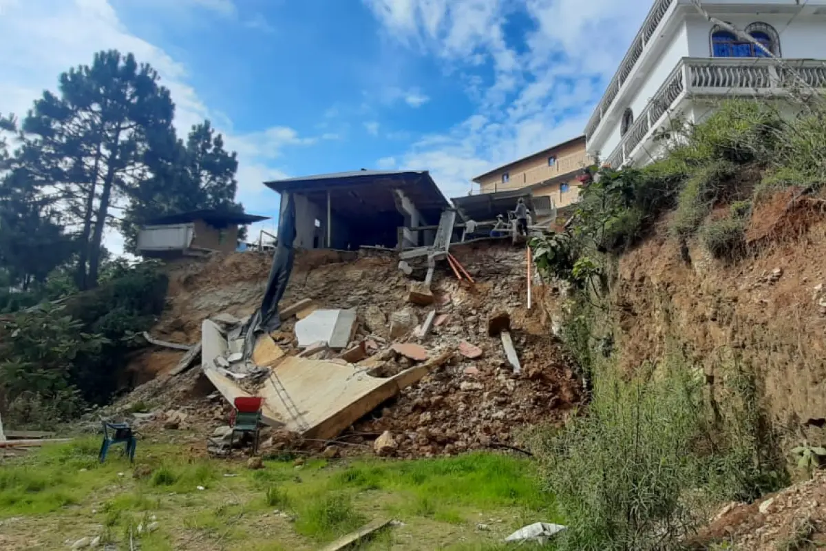 Vivienda con daños derivado de las lluvias en San Marcos. Foto: Conred